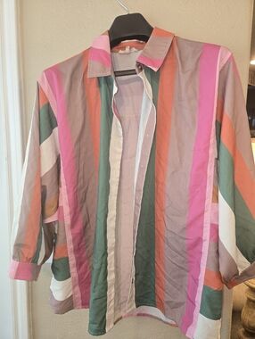 Entro Vibrant Multi-Stripe Button-Up Shirt
